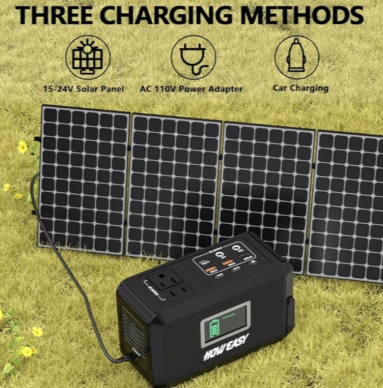 HOWEASY Portable Power Station for Home Camping Emergency Backup, 24000mAh Solar
