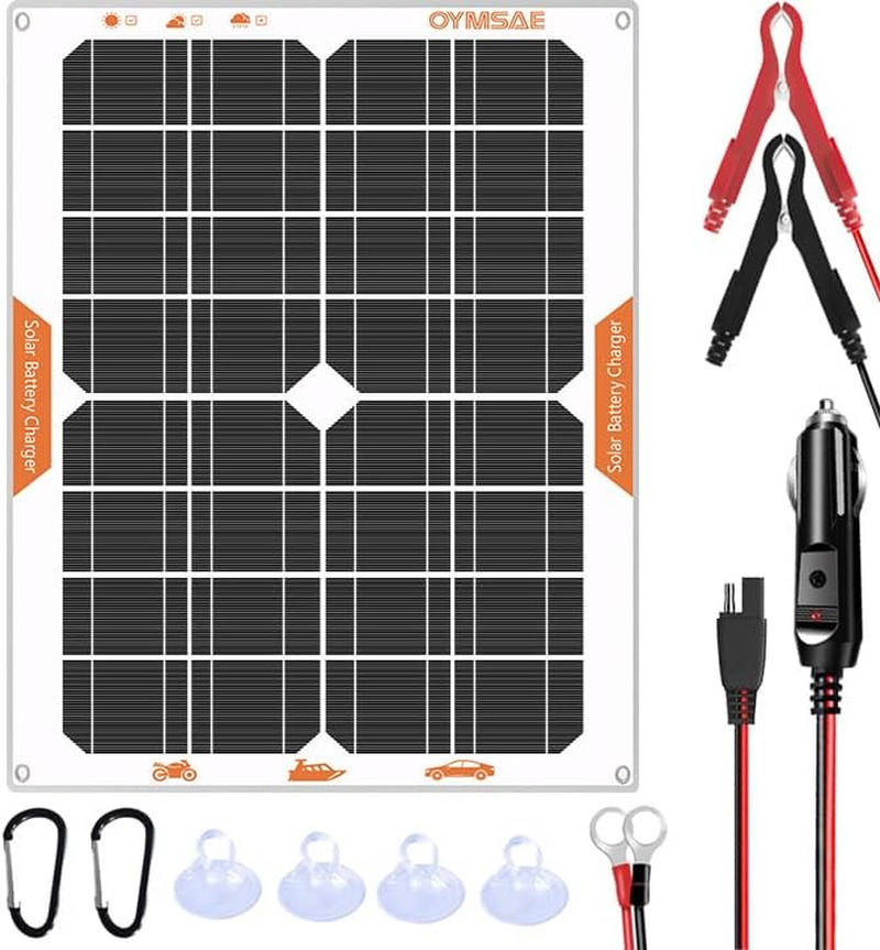 White 20W 12V Solar Panel Battery Charger Portable Waterproof Power Trickle Batt