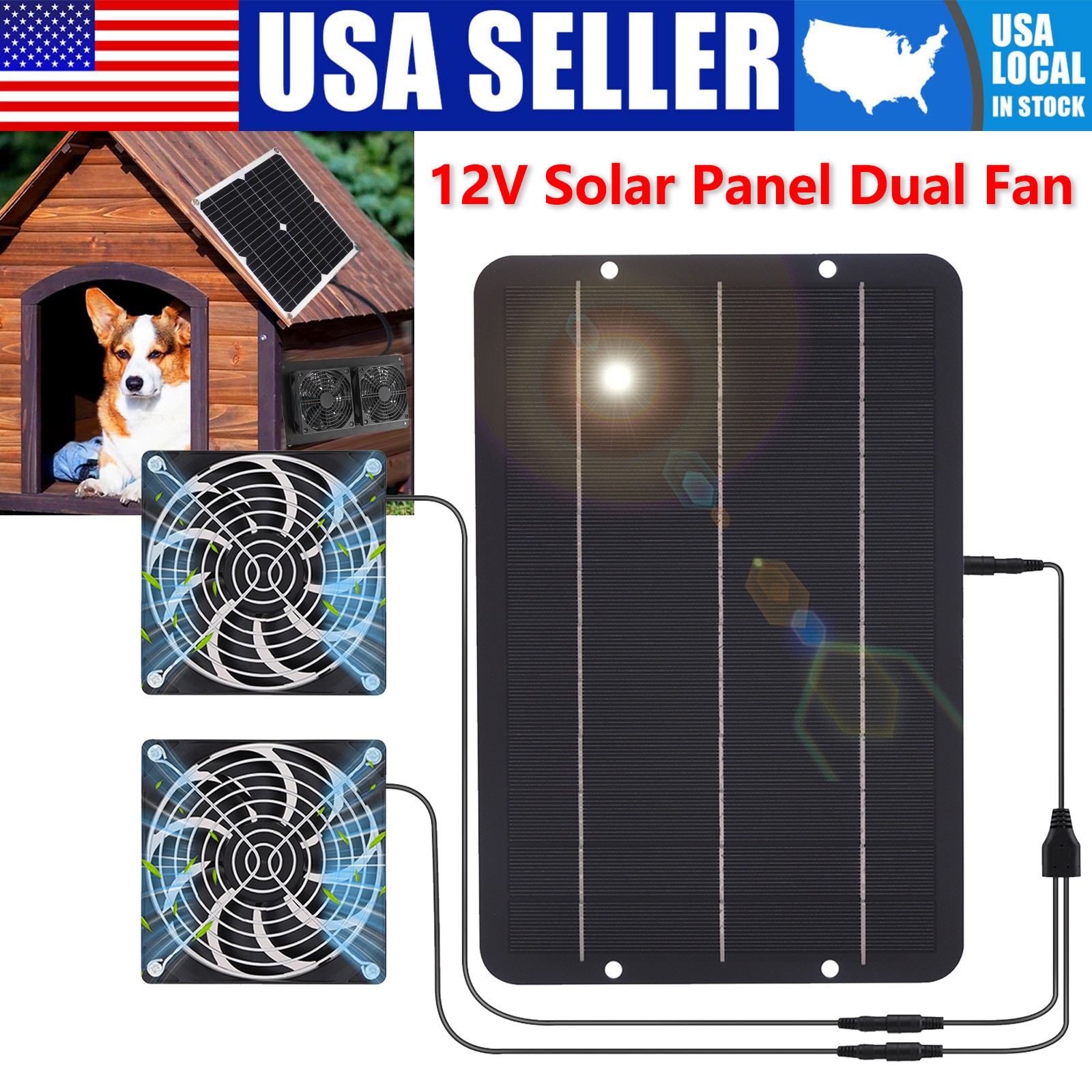 Solar Powered Fan Kit 6W Solar Panel Waterproof DC Exhaust Fan for Chicken Coop