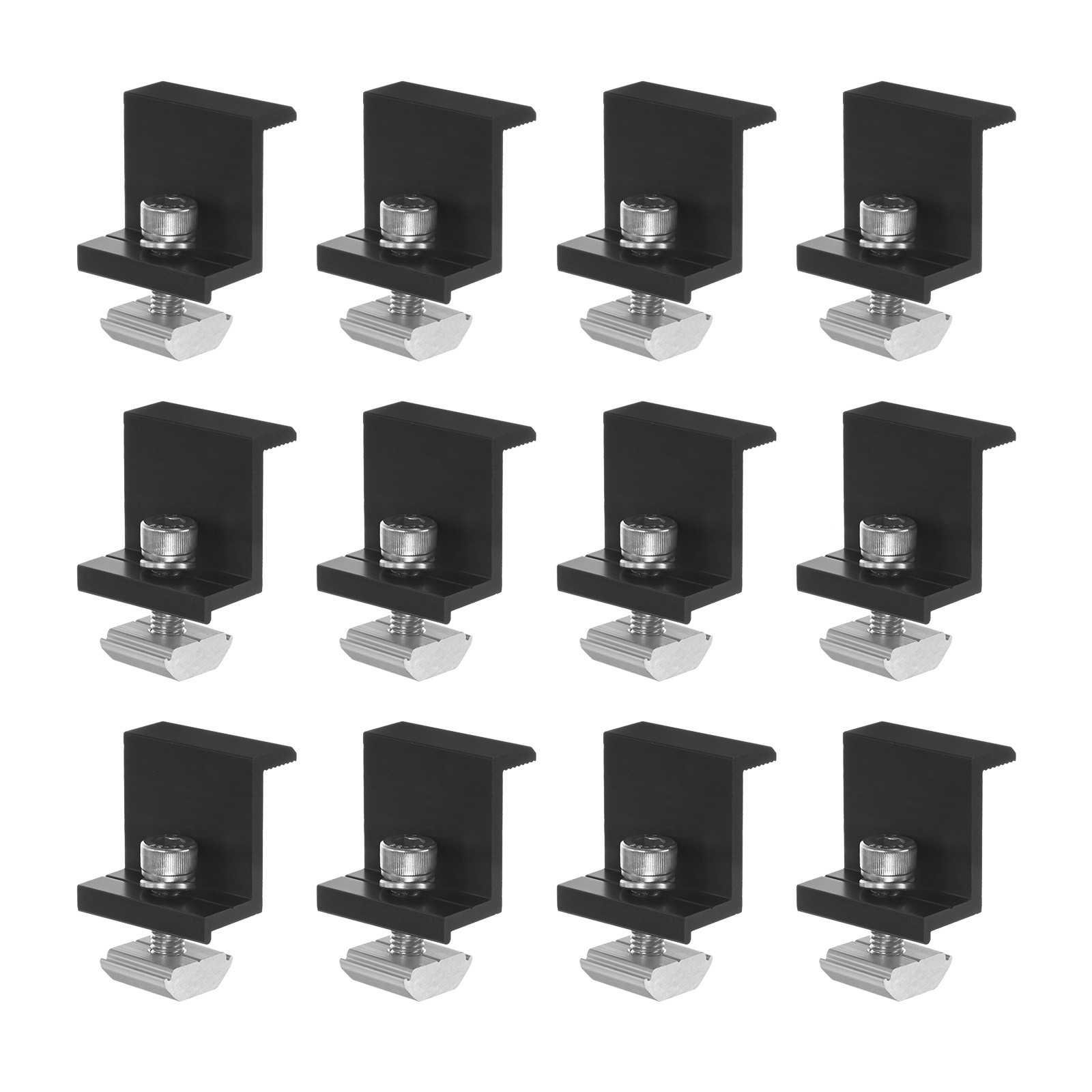12pcs Solar Panel Mounting 35mm Z Clip Aluminum End Clamp for RVs Black