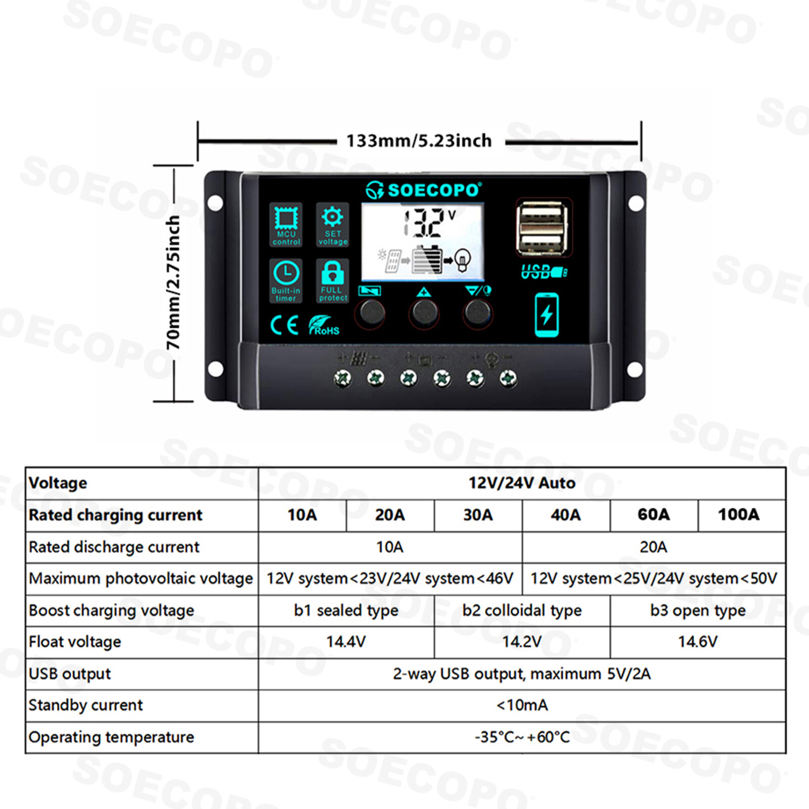 7000W Complete Solar Panel Kit Solar Power Generator 100A 110V/220V Home System