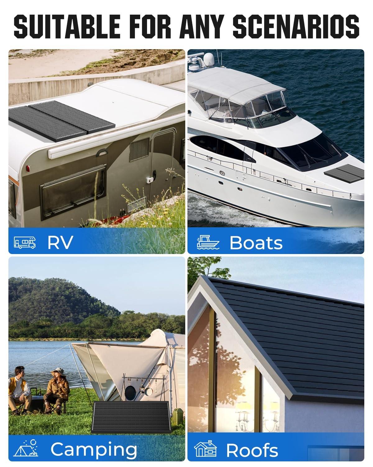 Rvpozwer 18BB 100 Watt Solar Panel, NType 12V 100W Solar Panel, 25% High Effi…