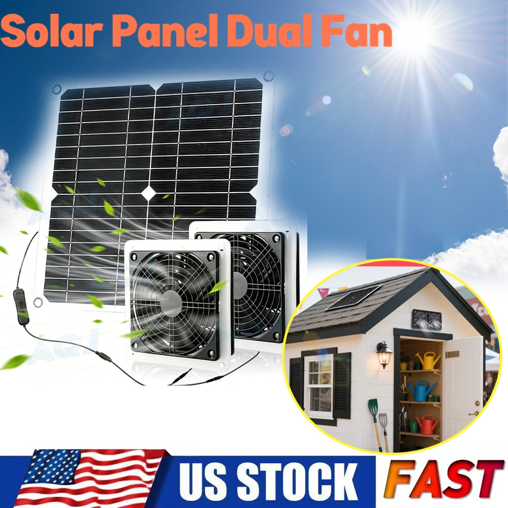 Solar Fan Kit-Waterproof Solar Panel Ventilation Fan Exhaust Intake Greenhouse
