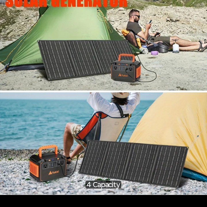 350W/150W Peak Solar Generator Portable Power Station with 60W/40W/30W/21W Solar