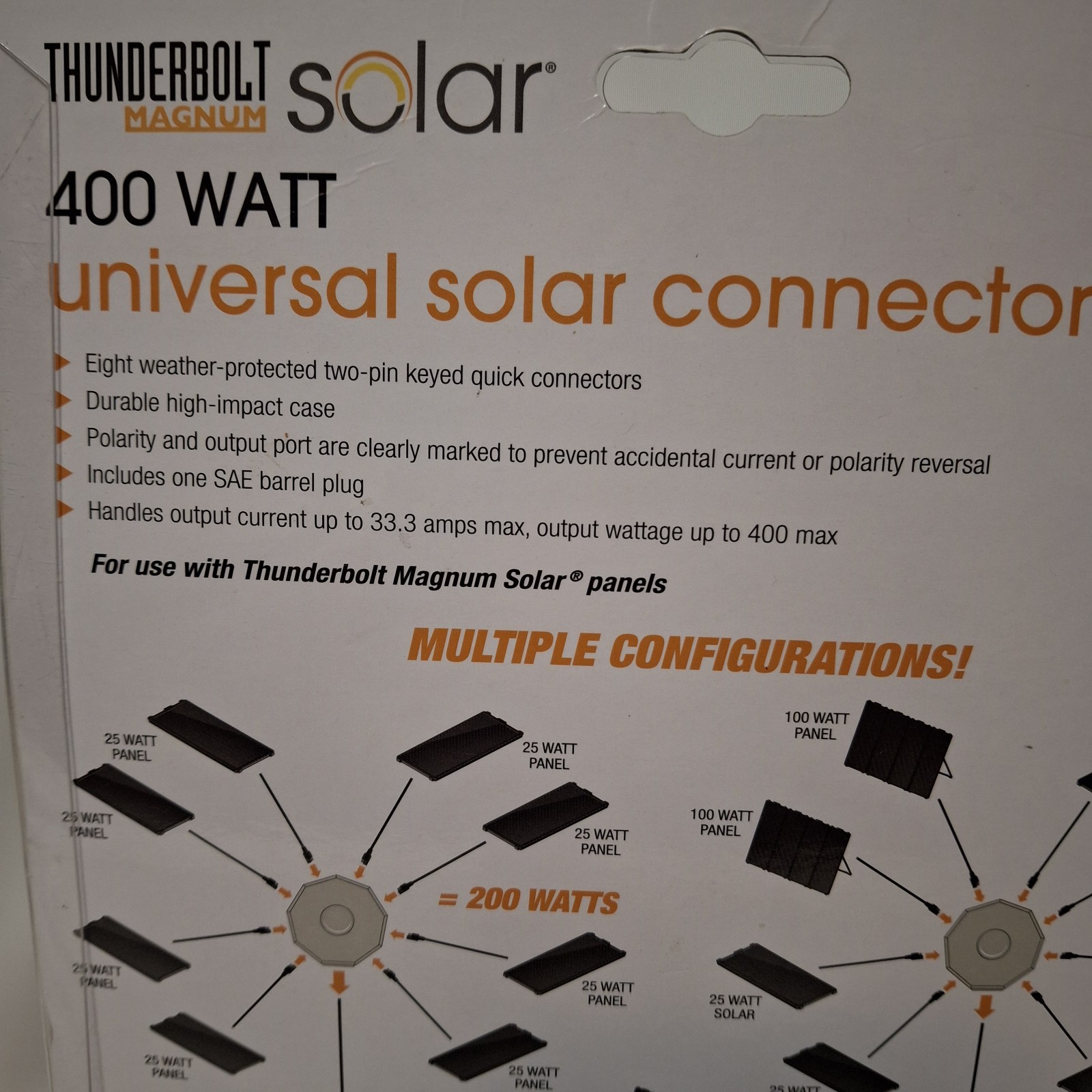 Thunderbolt Magnum 68689 Universal Solar Connector 8 Panel 400W Output