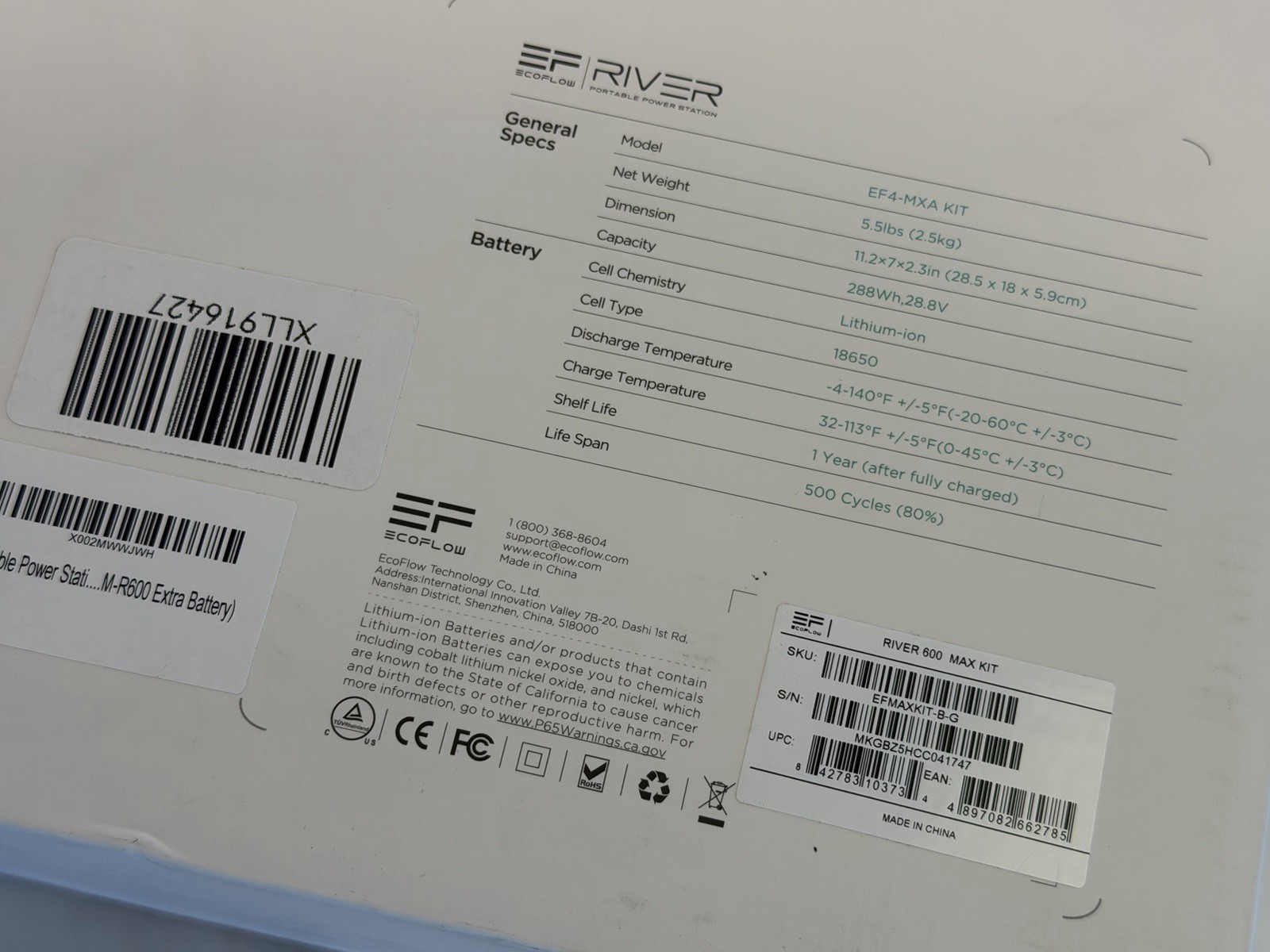 EcoFlow River 600 Portable Power Station EXTRA BATTERY EF4-MXA KIT *SEALED*