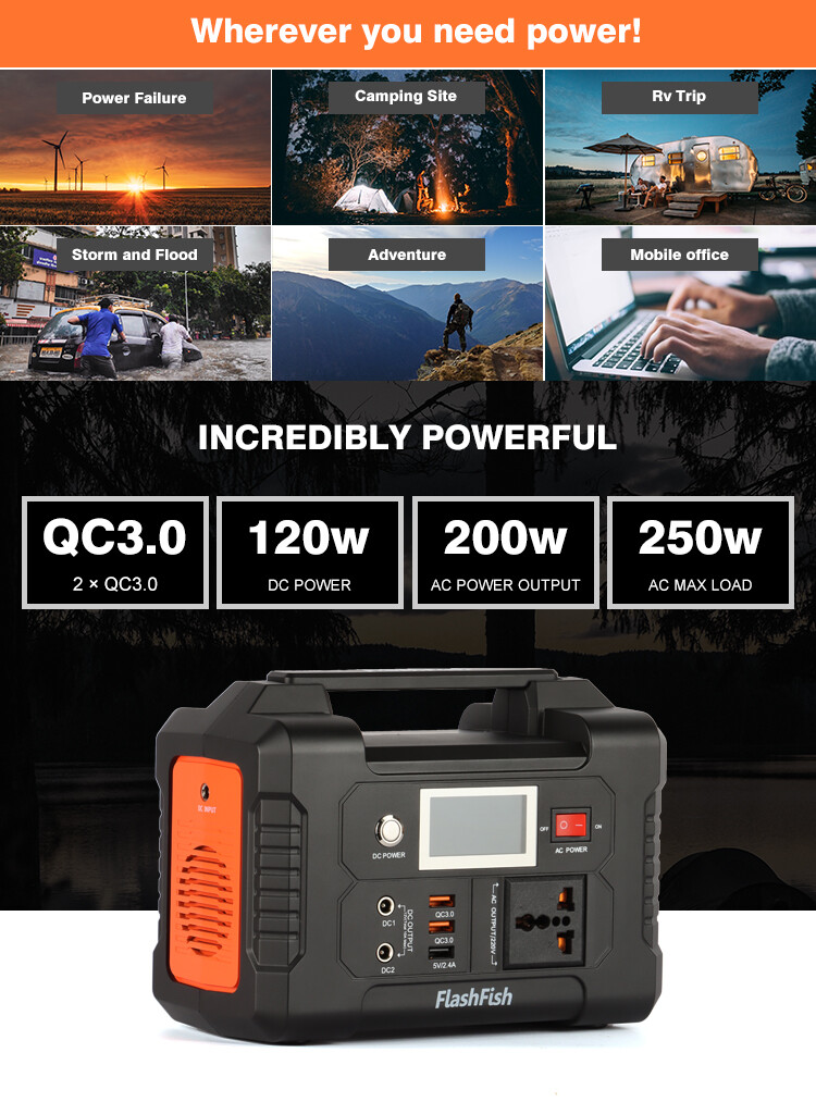 Portable Power Bank 40800MAH for Outdoor Travelling, Support Solar Recharging