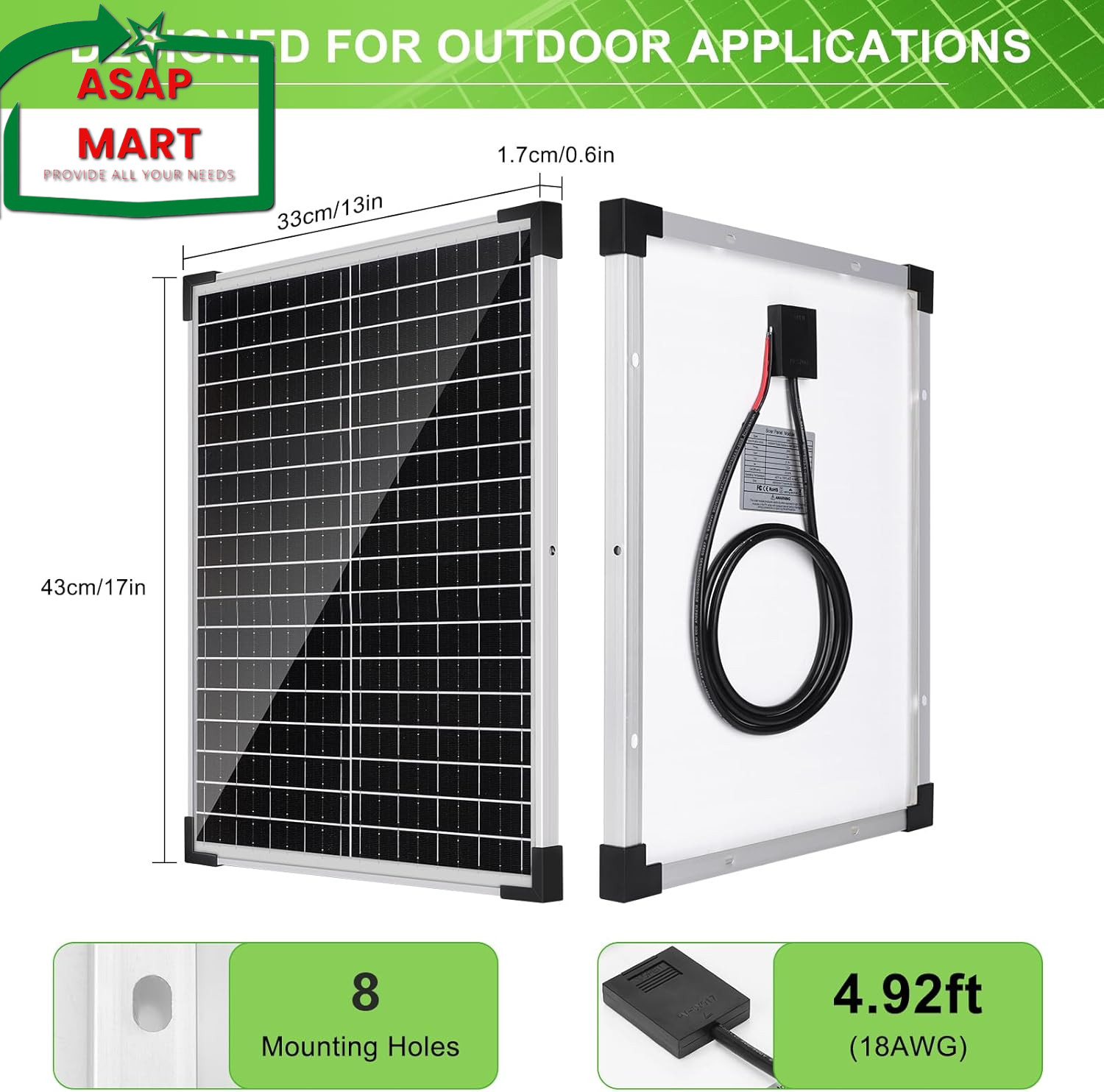 Solar Panel Kit 25W 12V Monocrystalline Battery Maintainer With10A Solar Charge