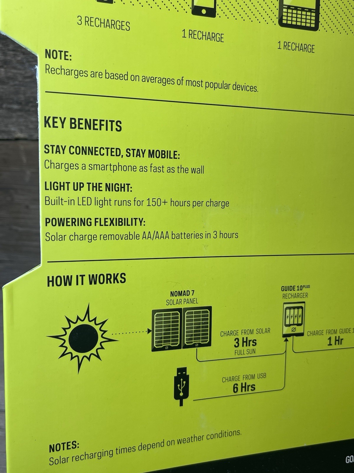 Goal Zero Guide 10, Plus Solar Charging Kit Recharger $ Solar Panel