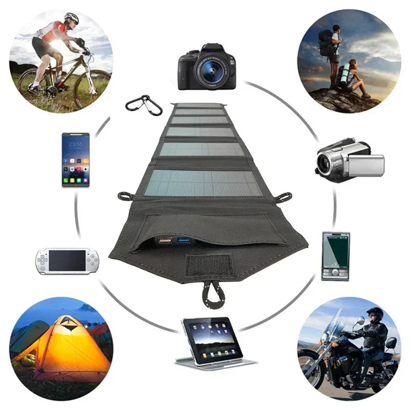 6-Fold 800W Foldable Solar Panel Portable Solar Panels Charger USB 5V DC Full Ti
