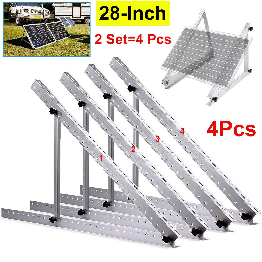 4 Pack 28in Adjustable Solar Panel Tilt Mount Brackets for Roof RV Boat Off-Grid
