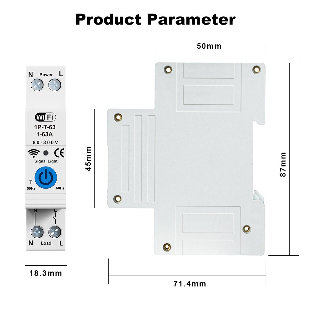 Wifi Enabled 63A Smart Circuit Breaker with Remote Voice Leakage Protection