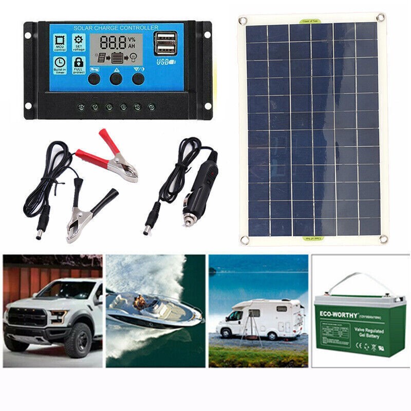 20W Solar Panel 20 Watt Generator For Caravan 10-100A Solar Charge Controller