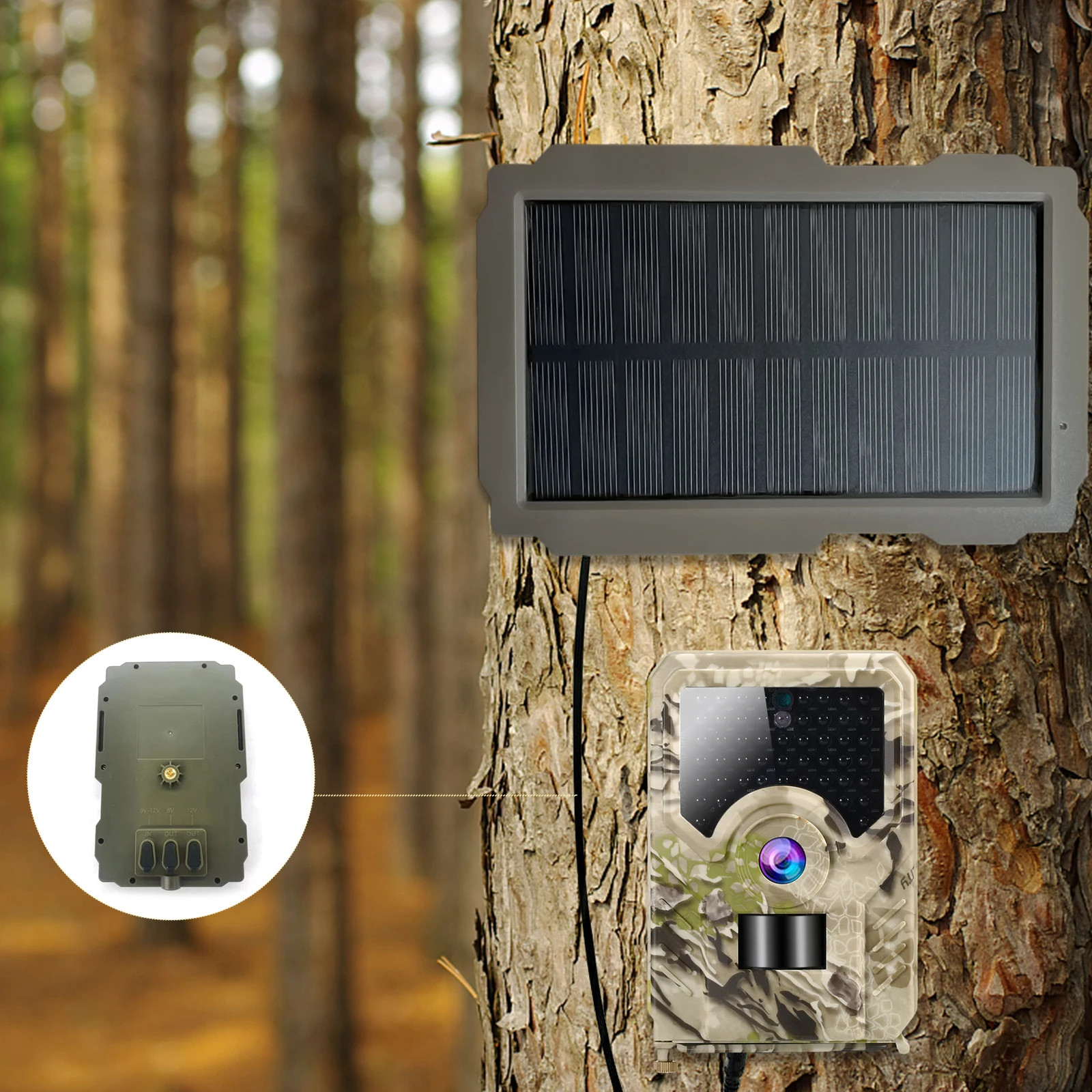 3000Mah 6V-12V Rechargeable Solar Charger Trail Game Solar for Hunting Camera