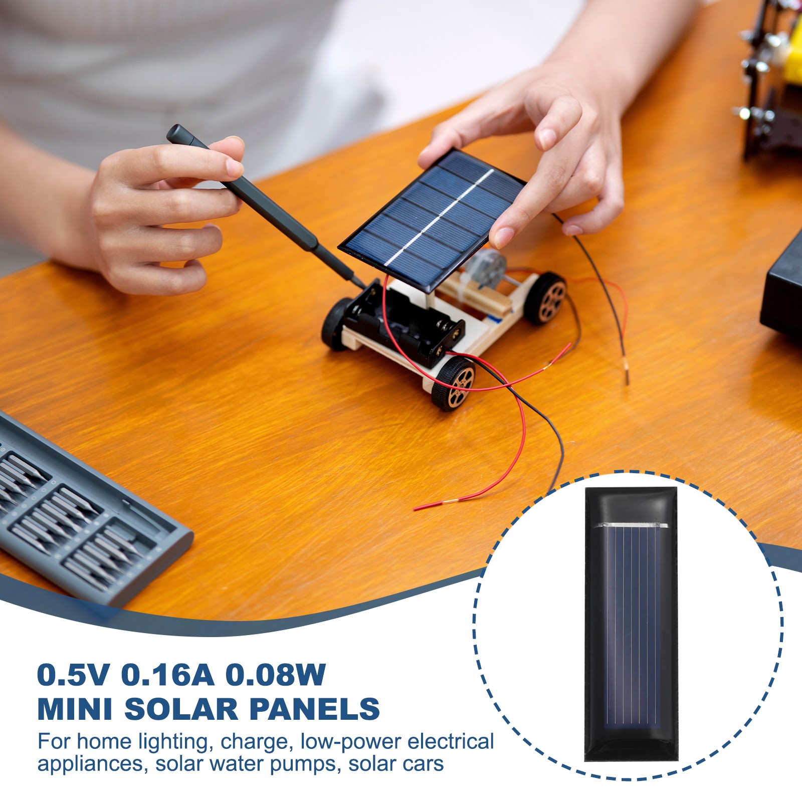 8PCS 0.5V 0.08W 0.16A Mini Solar Panels Small Solar Photovoltaic Cells