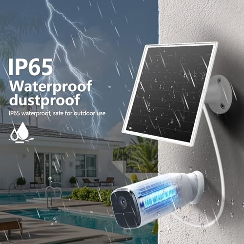 6W Solar Panel for Outdoor Security Camera with Micro USB & USB – C white-1Pack