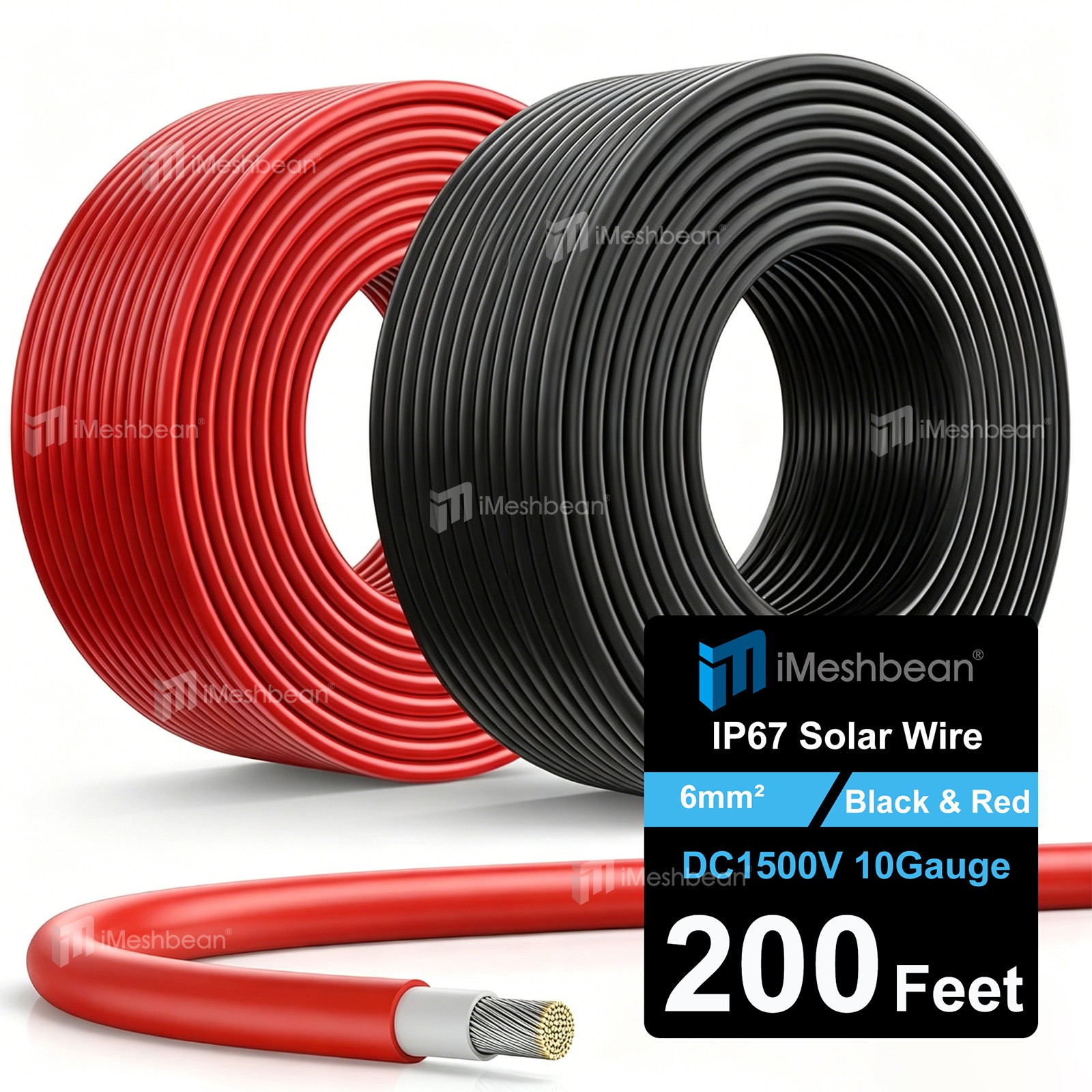 10AWG 200FT Solar Panel Extension Cable Tinned Copper Solar Cable 6mm² PV Wire