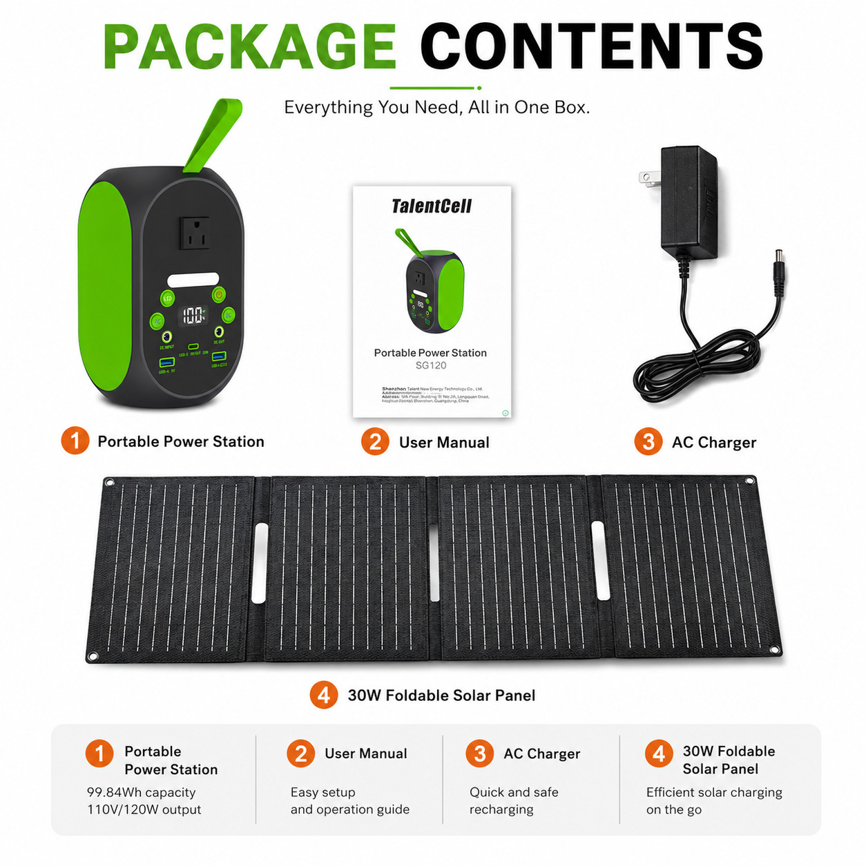 Portable Power Station 99.84Wh 120W LiFePO4 Solar Generator AC Outlet Camping
