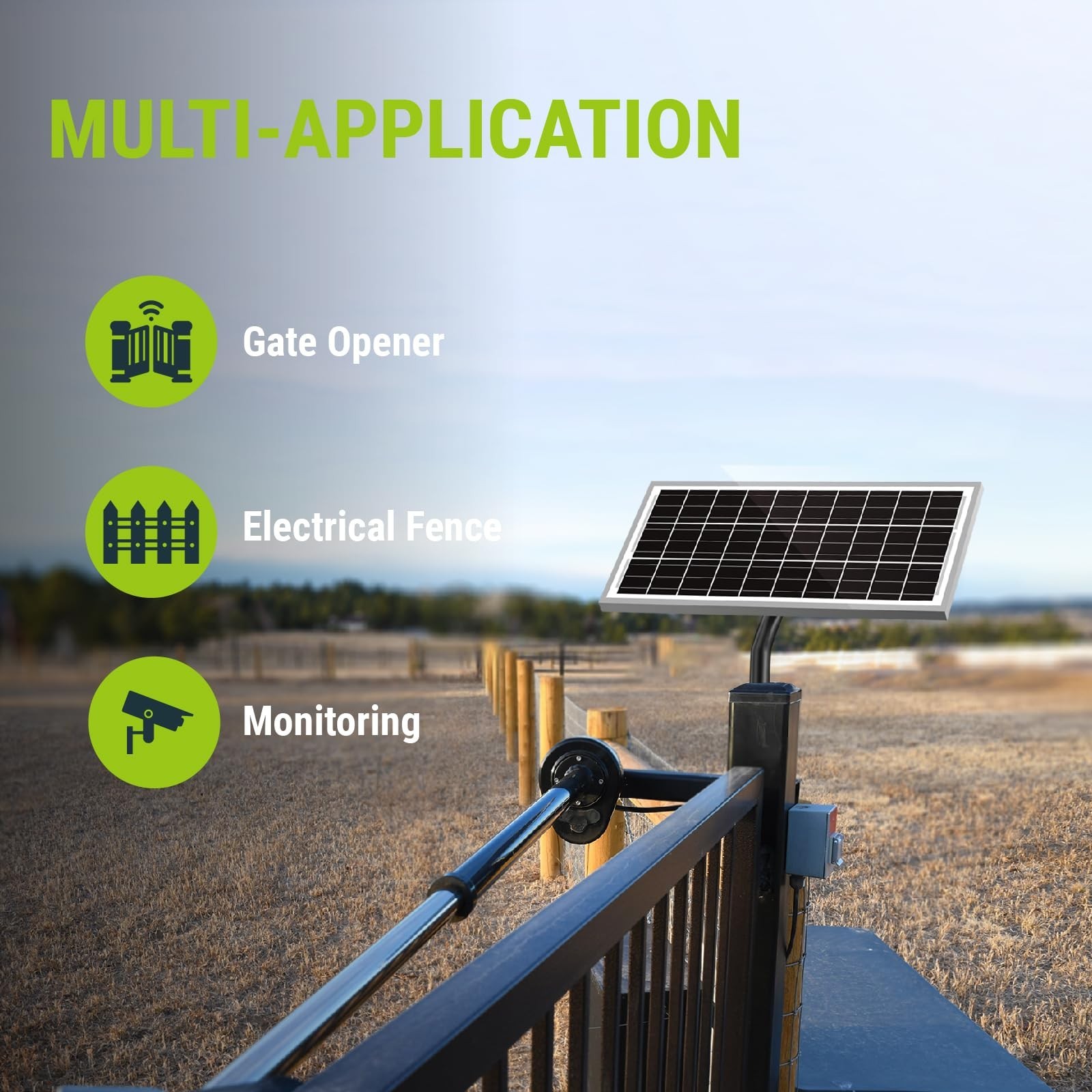15W 12V Solar Panel for Automatic Gate Openers, Charger Kit & Mounting Tools