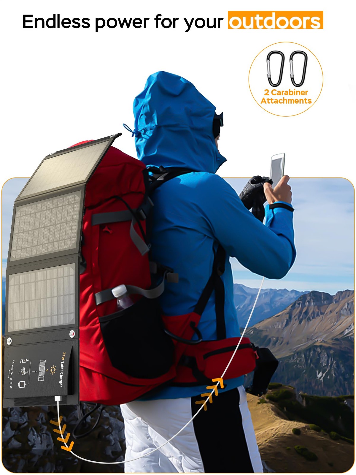 21W Portable Solar Panel Foldable Solar Panel Charger IP65 Waterproof Solar P…