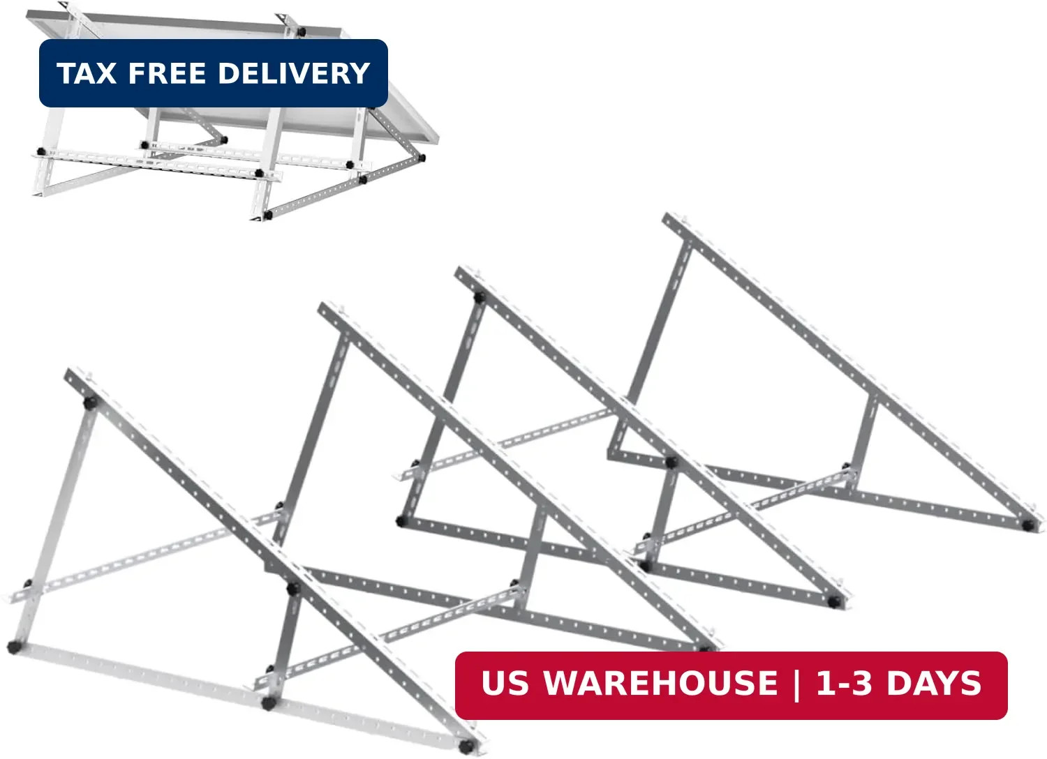 Solar Panel Mounting Brackets, 2 Sets 46 inch with Beam Reinforcement Support an