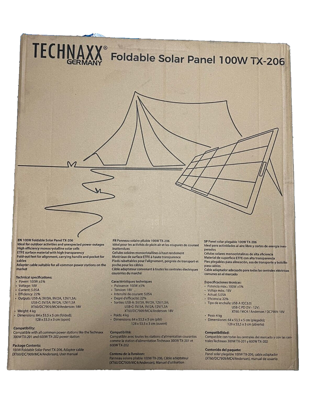 Technaxy Germany foldable solar panel 100 Watt 18 V TX-206