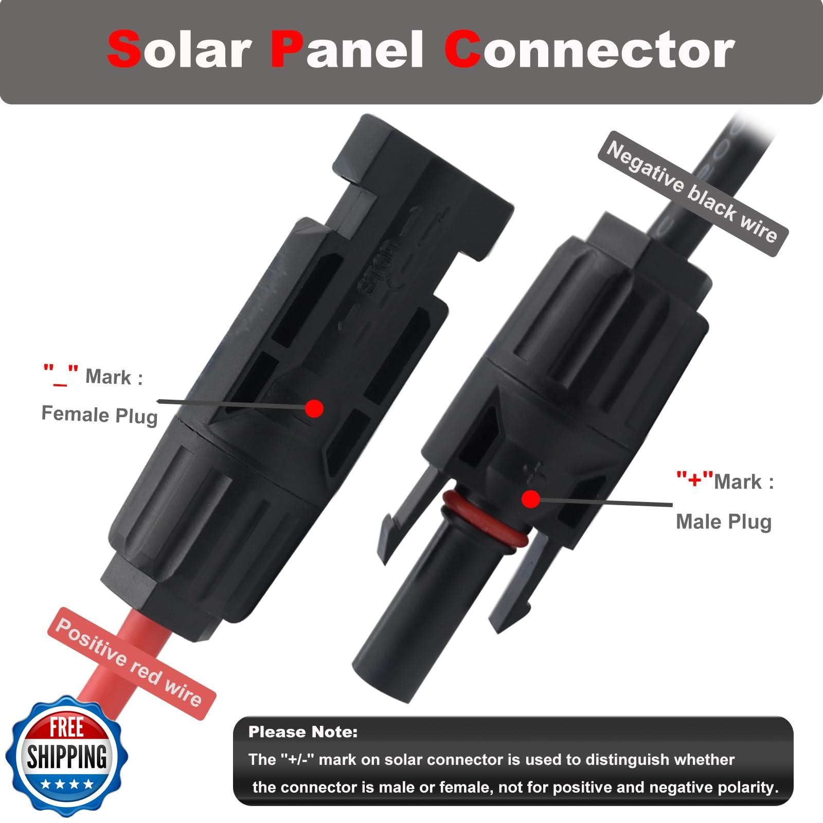 COMeap Solar Panel Cable for Ecoflow Anker SOLIX 10AWG, Compatible with MC-4