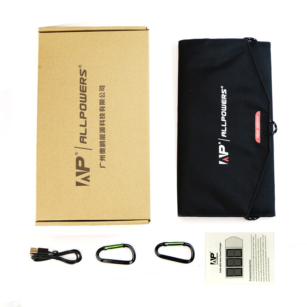 ALLPOWERS Solar Panel 5V 21W Portable Solar Charger USB Output For Camping Hike