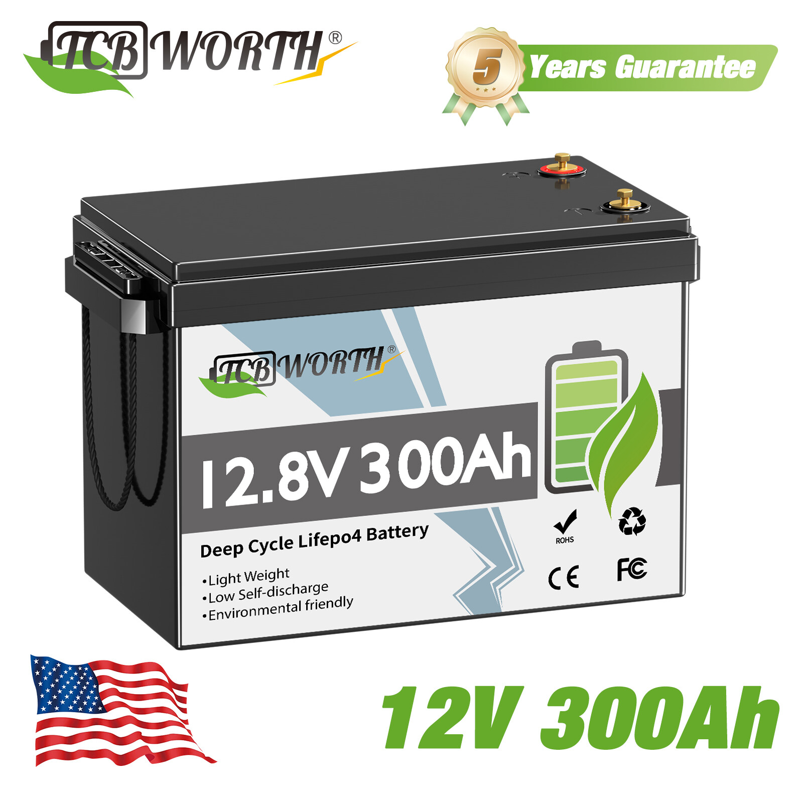 12V 300Ah LiFePO4 Lithium Battery 8000+Deep Cycle for RV Solar Home Off-Grid