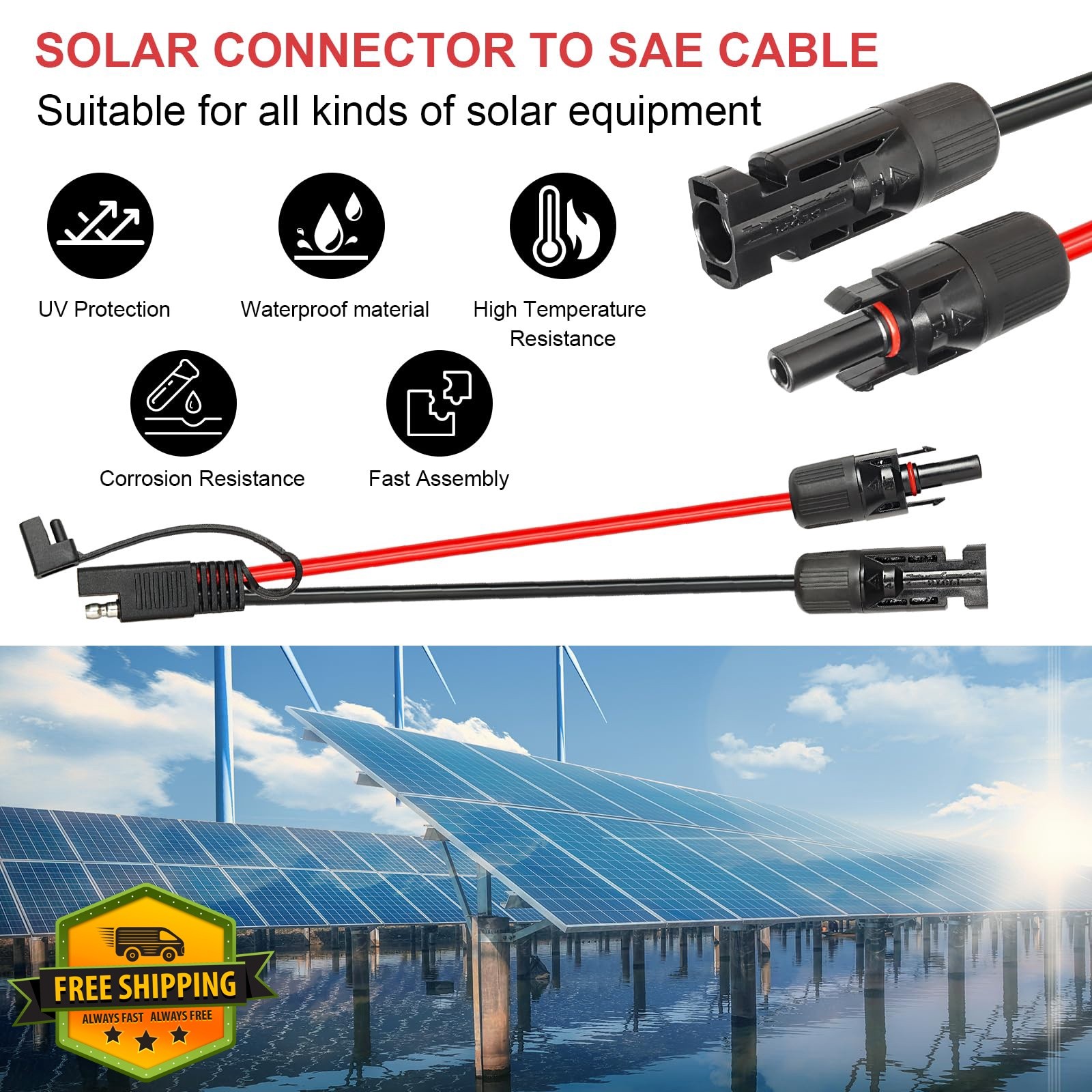 MOOKEERF 25ft 10AWG Solar SAE Cable