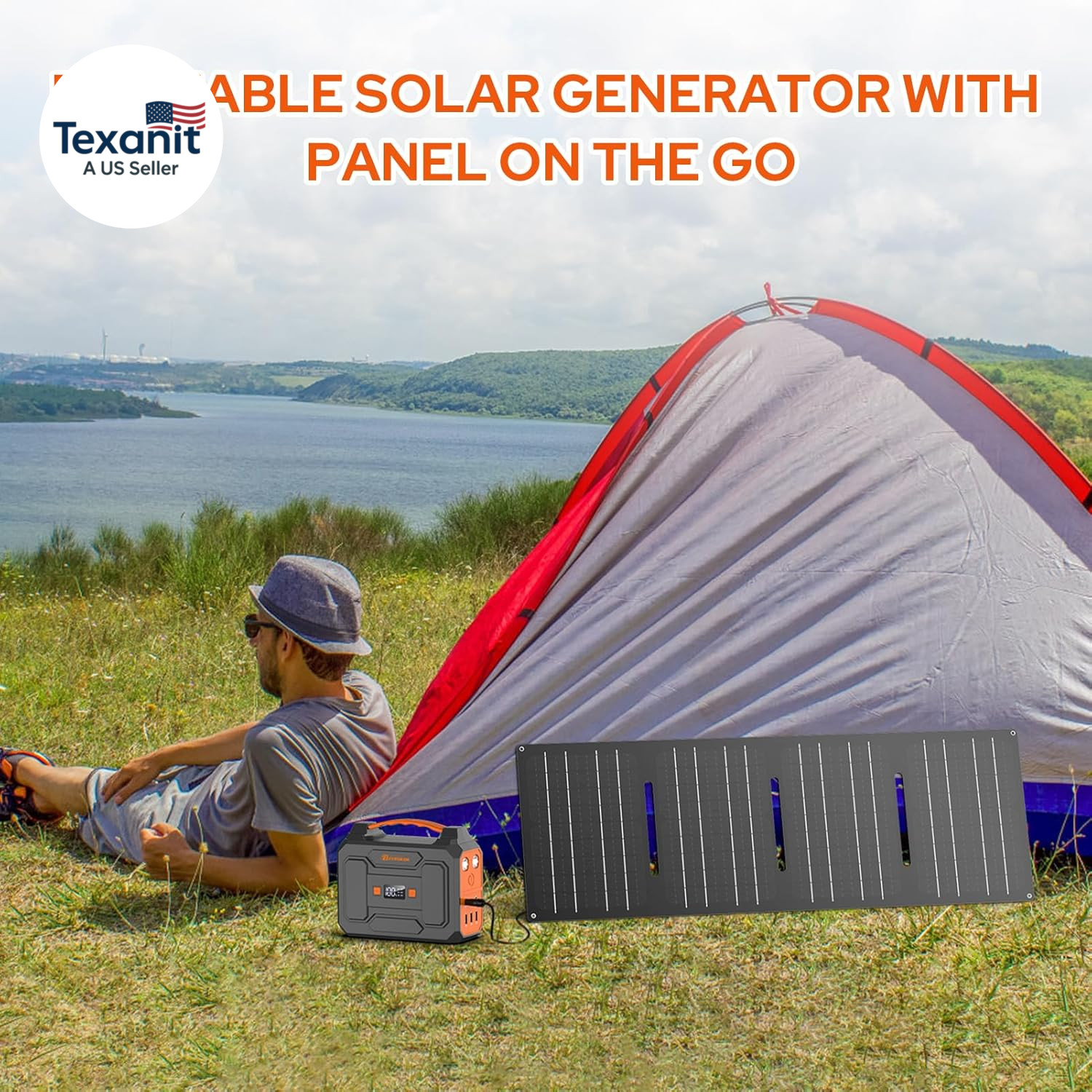 Portable Solar Power Station 100W with Foldable 40W Solar Panel,120W 110V Portab