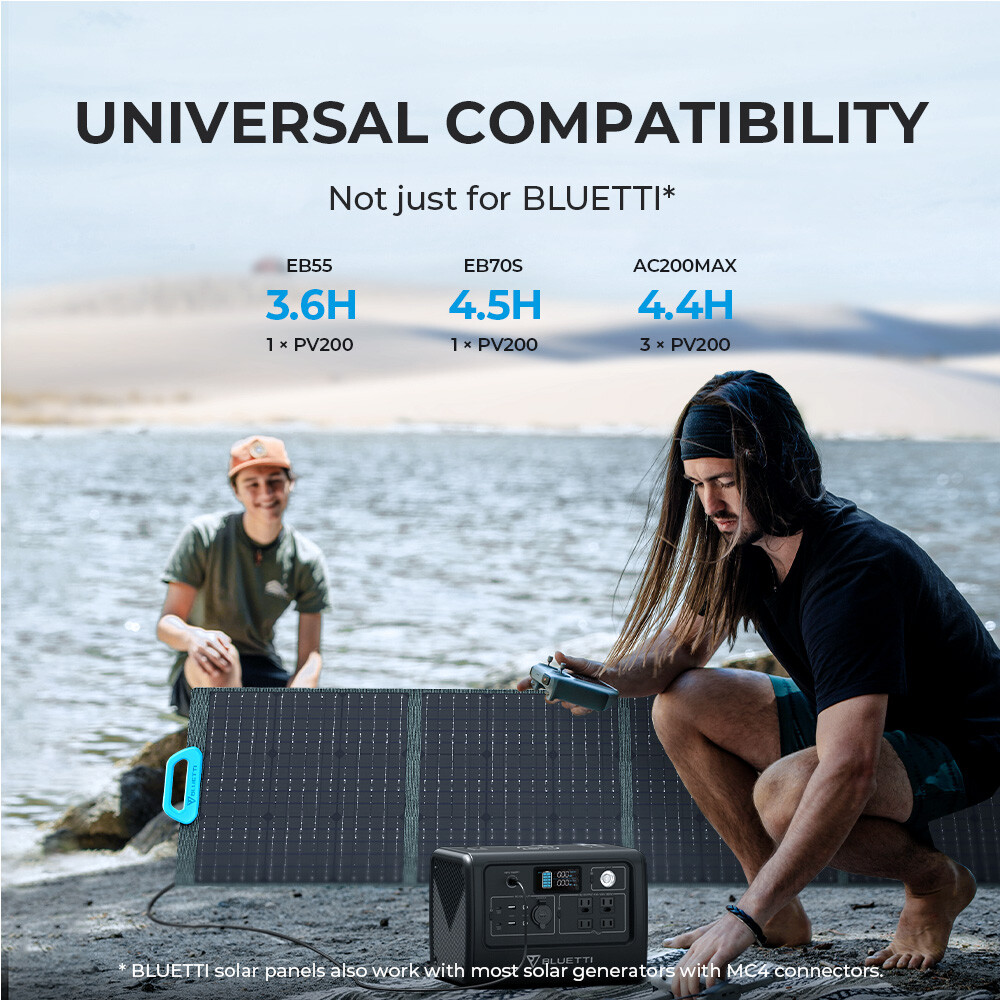 BLUETTI 200W Foldable Solar Panel for Power Station IP67 Rating Monocrystalline