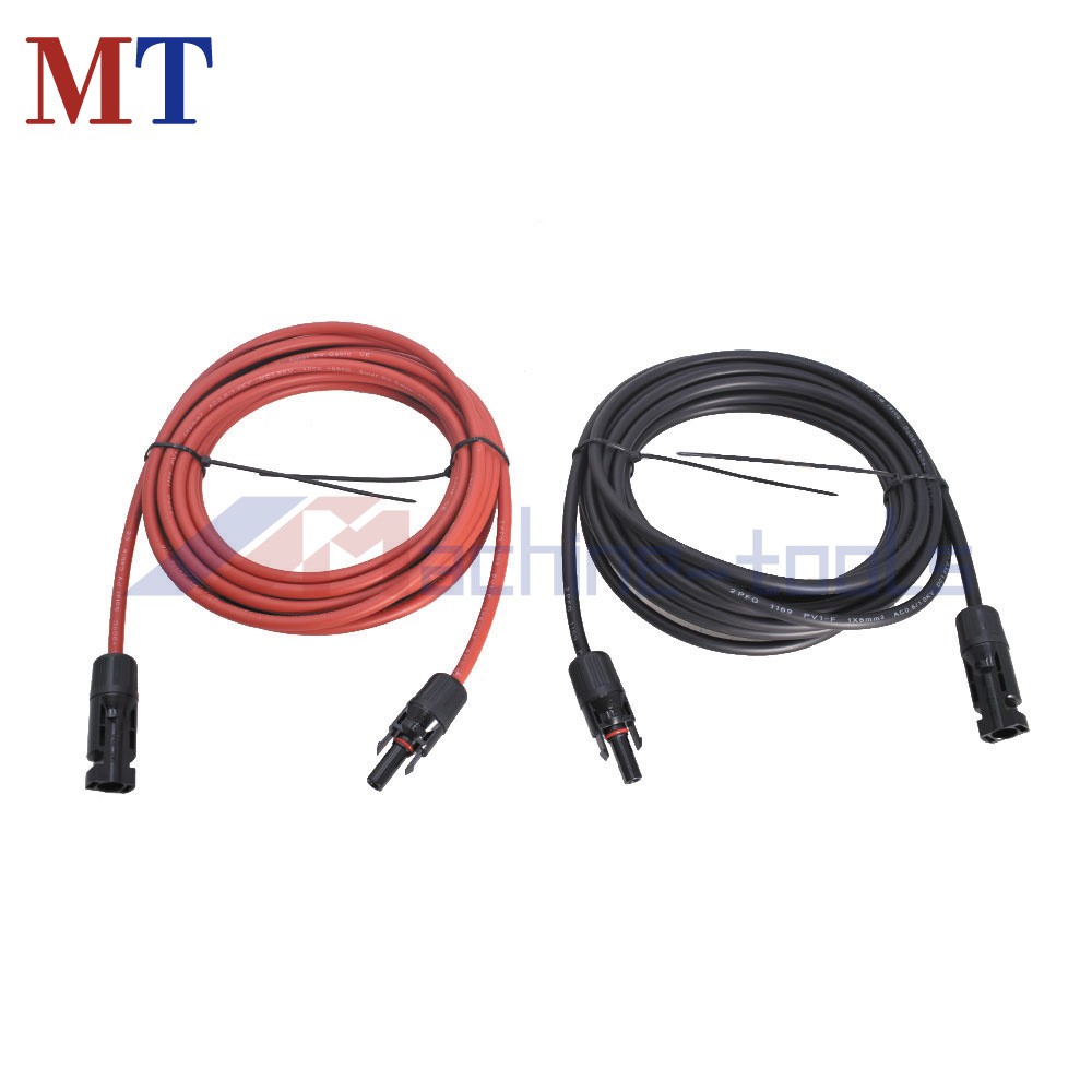 25 FT Black + Red 12AWG Solar Panel Extension Cable Wire Connector 1 Pair