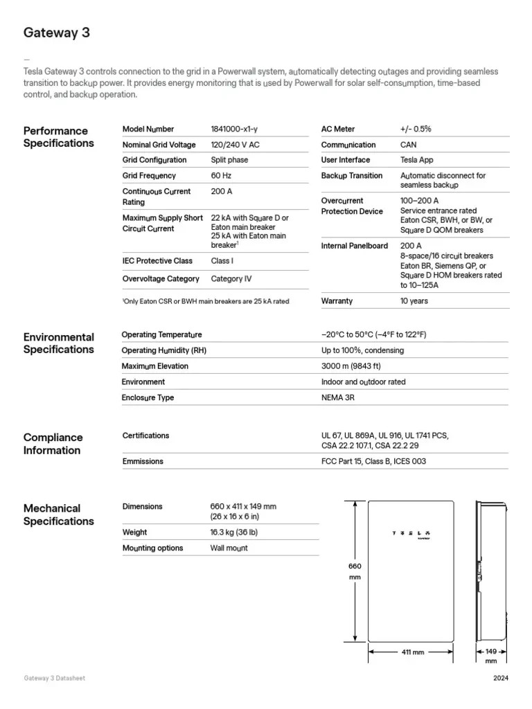 Tesla Gateway 3 For Tesla Powerwall Battery Backup – New – Never Registered