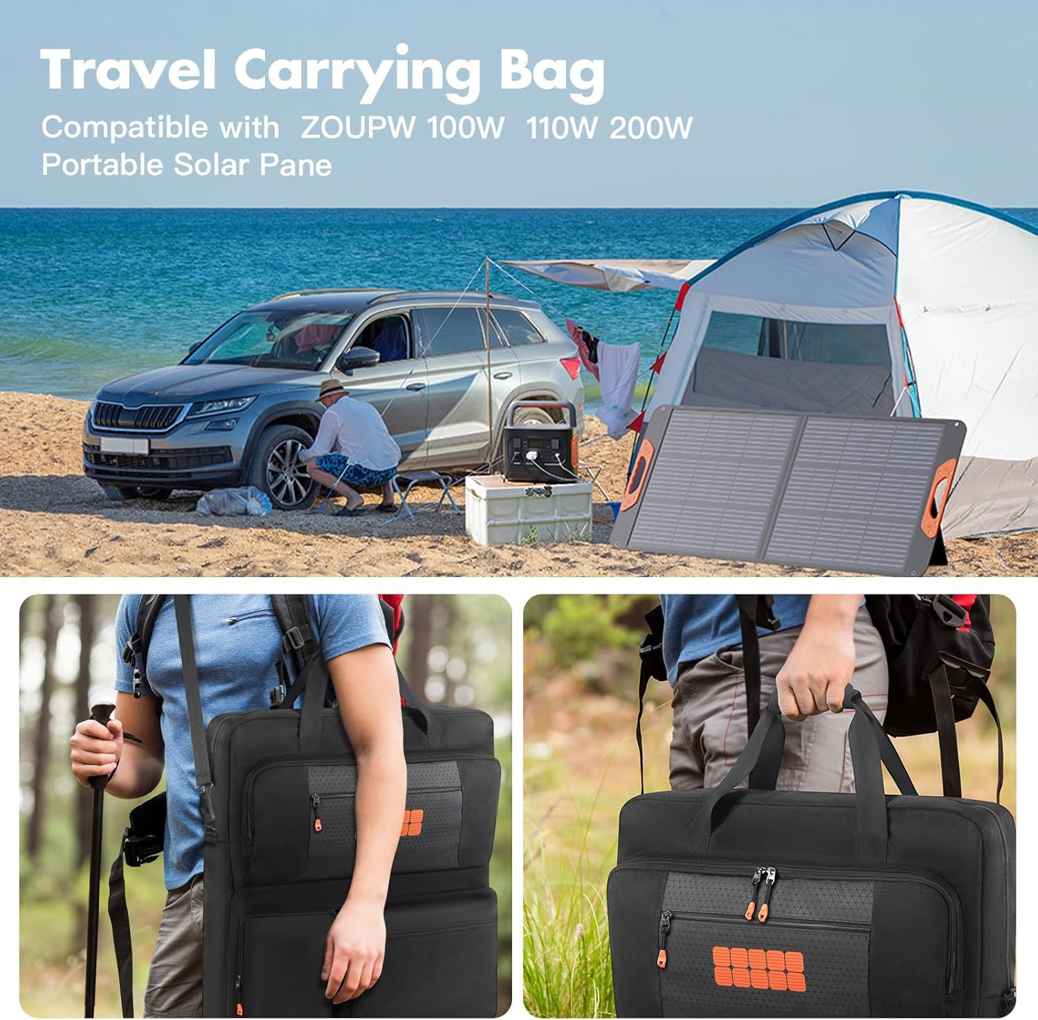 Padded Solar Panel Carrying Case Compatible with Jackery Solarsaga 100W 100X 200