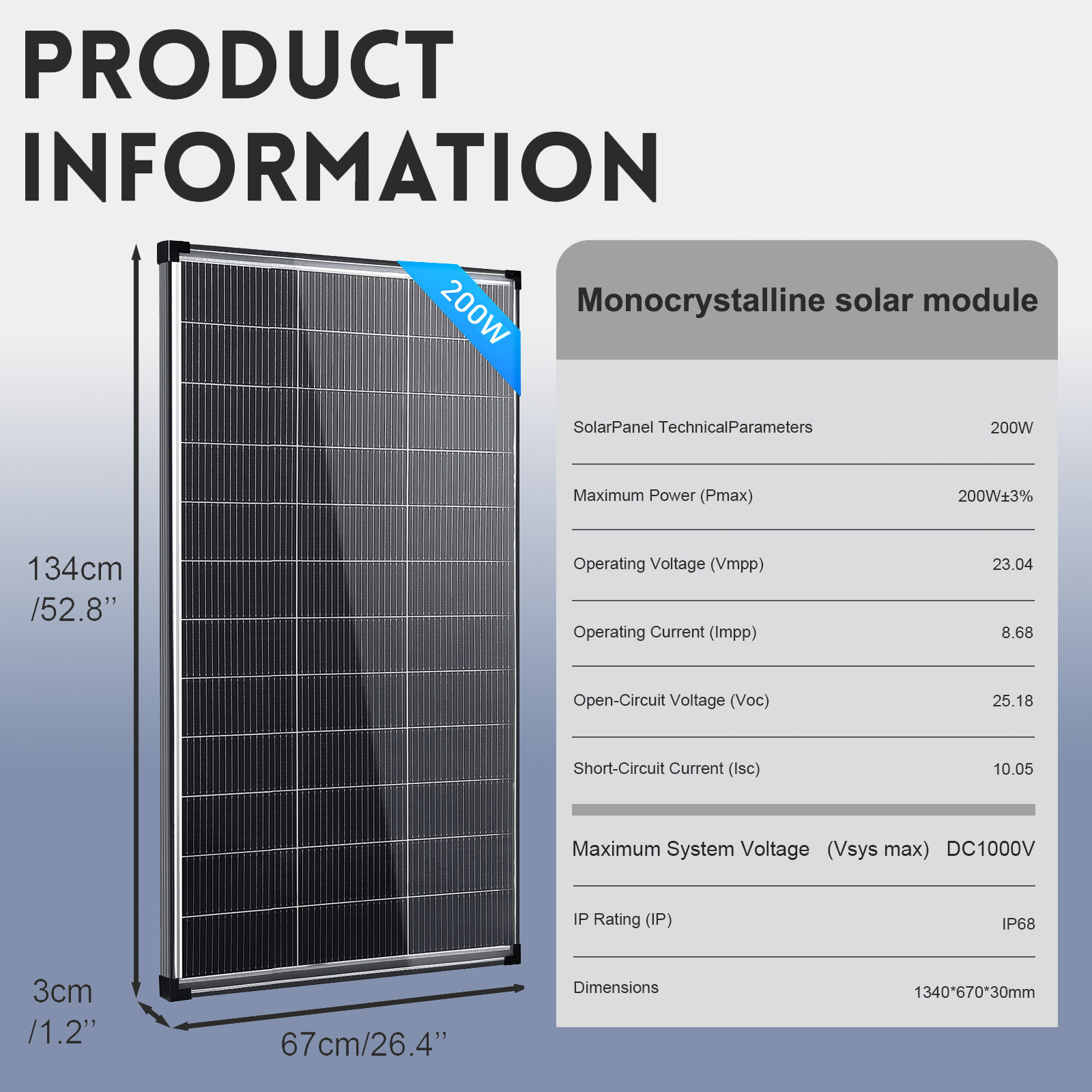 EtnalSolar 400W 200W Bifacial Solar Panel 18BB 18V Mono PV Charger RV Off-Grid