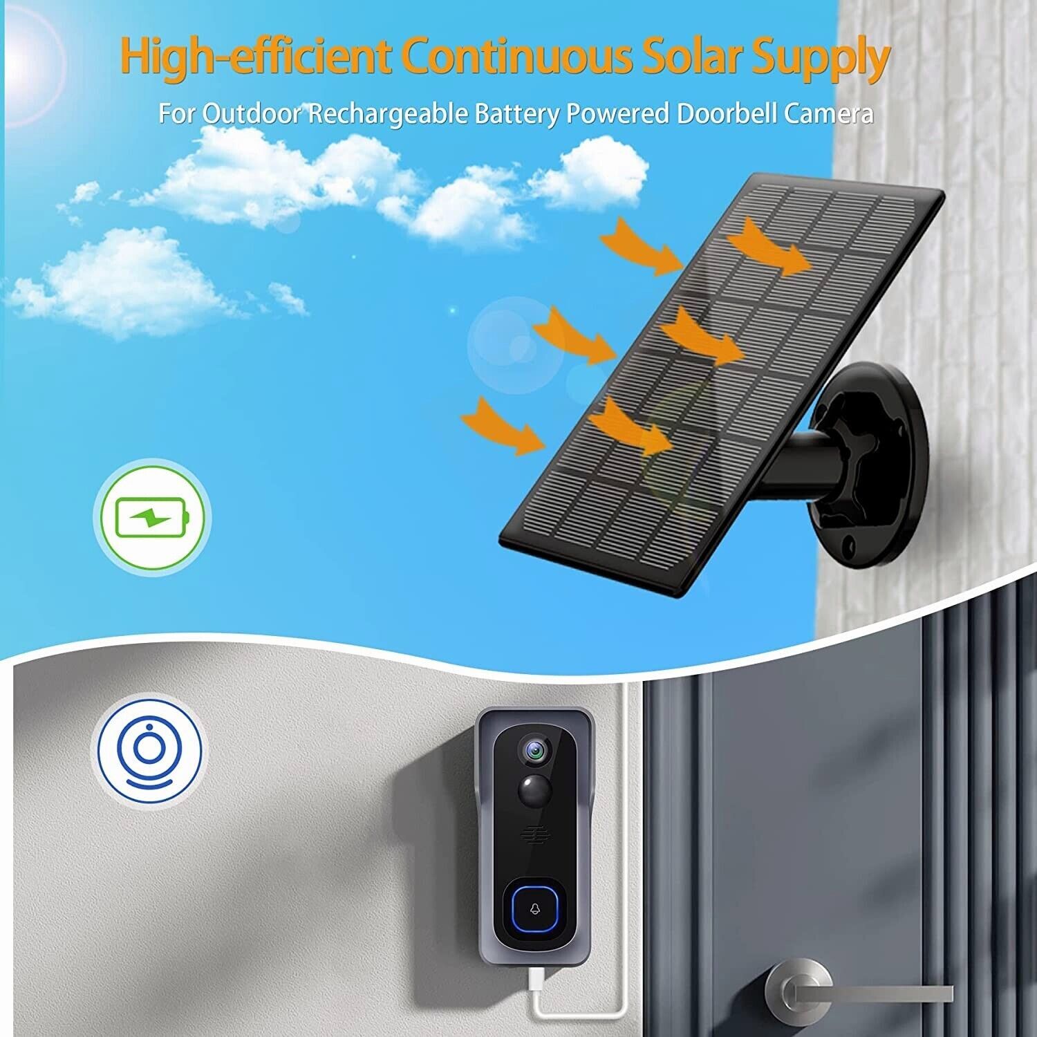 4W Solar Panel Charger for Ring,Eufycam,Wyze,Reolink Rechargeable Battery Cam
