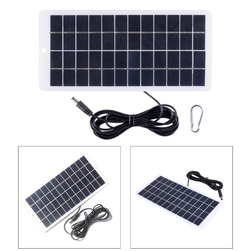 5W Outdoor Solar Battery Charger +Carabiner 12V Polysilicon Solar Charger Plate