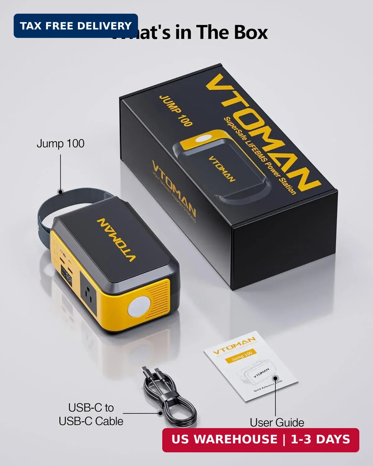 VTOMAN Jump 100 Portable Power Station, Solar Generator LiFePO4 Battery Power St
