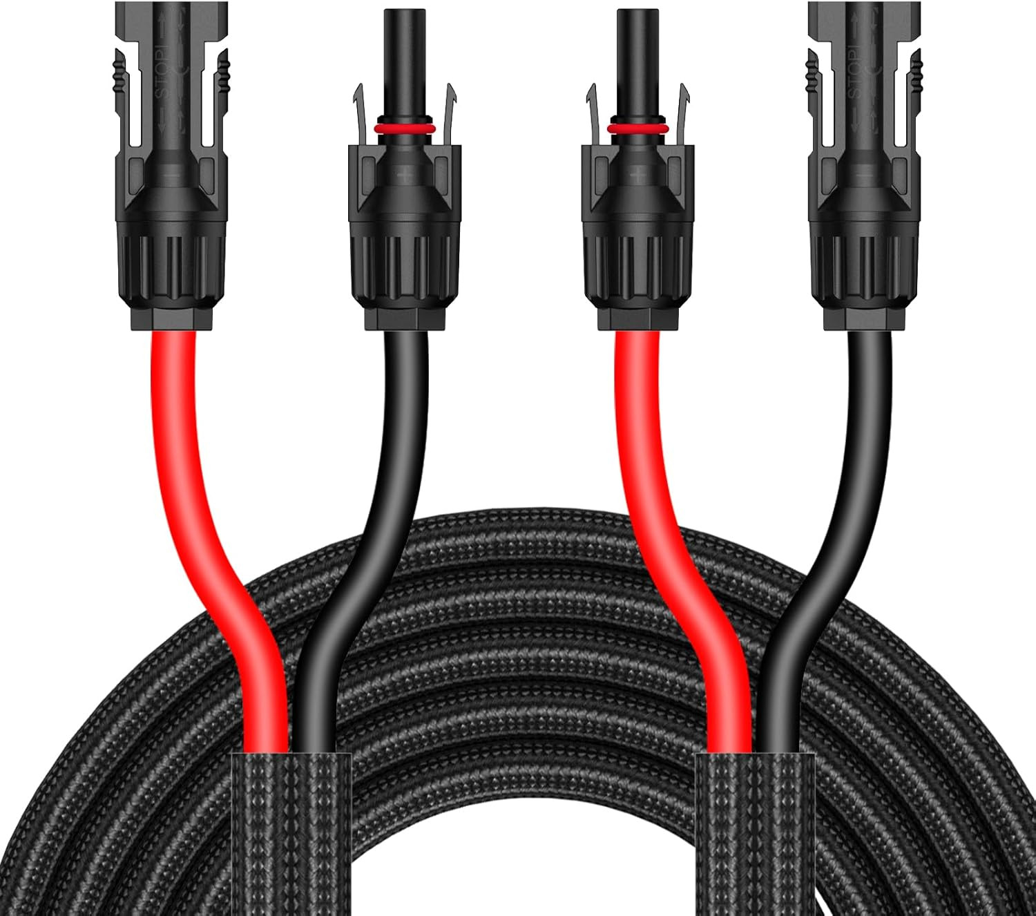 20Ft 10AWG Solar Cable Extension with Protection Cover, Solar Wire with Tool-Fre