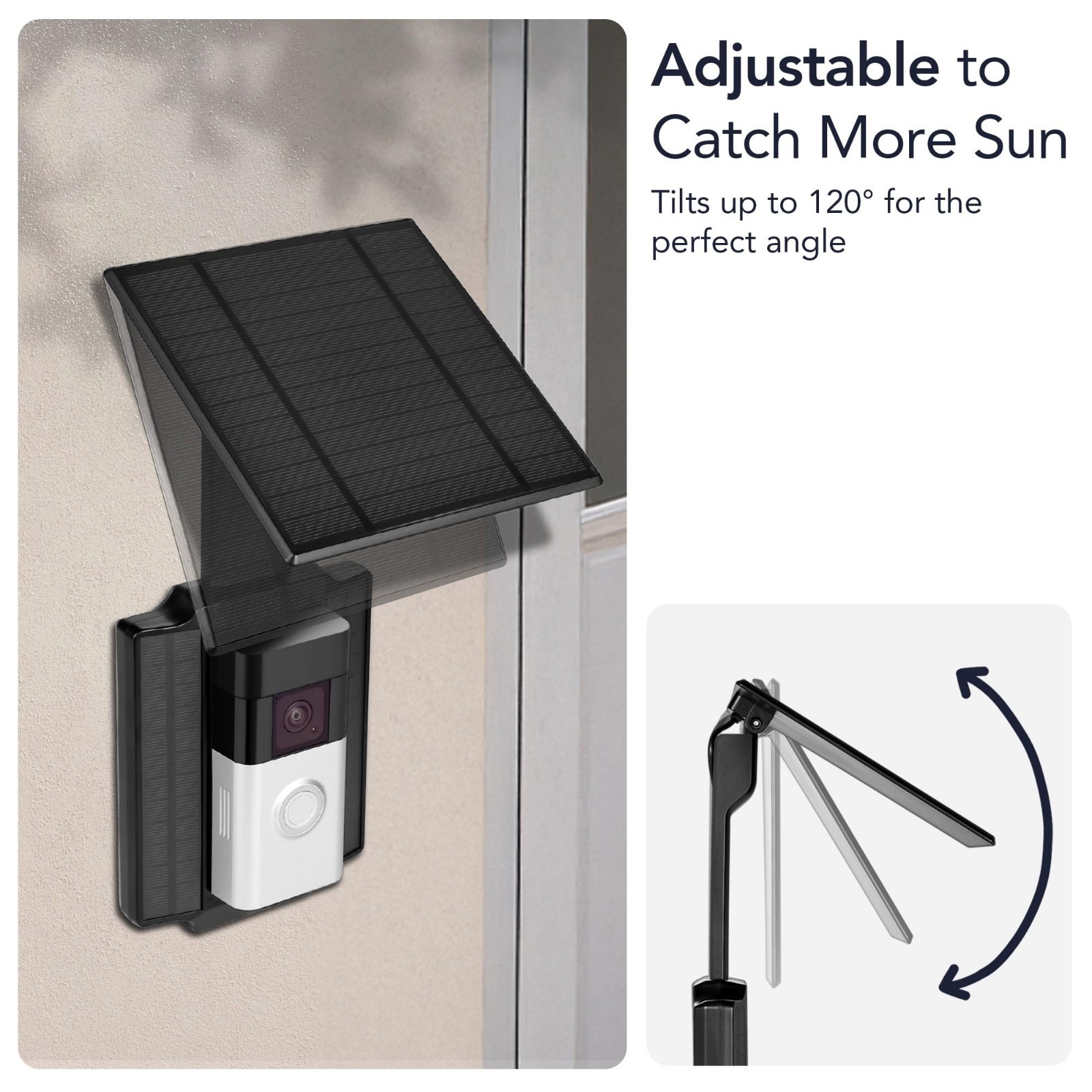 Universal Solar Charger for Ring & Wyze Video Doorbells – 2.5W Solar Panel Power