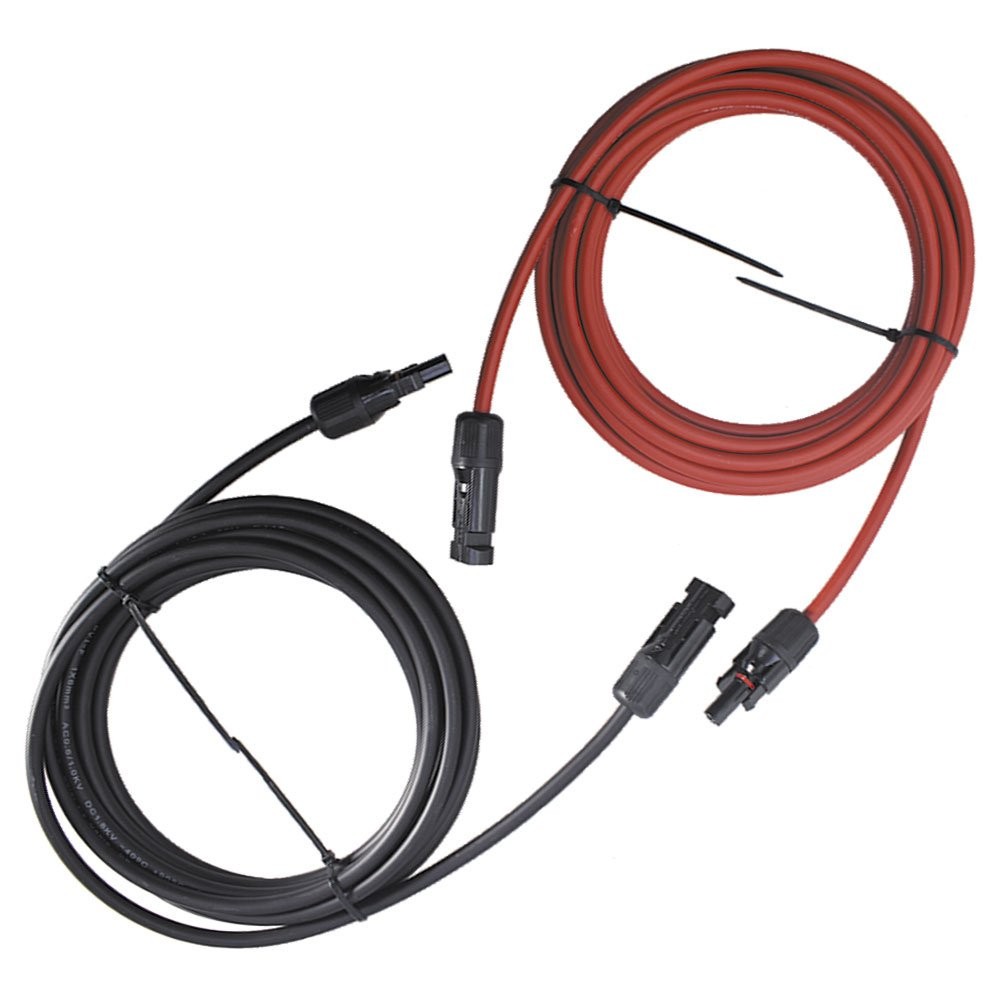 High Quality 10 AWG 15 FT Solar Panel Extension Cable Wire Connector Black + Red