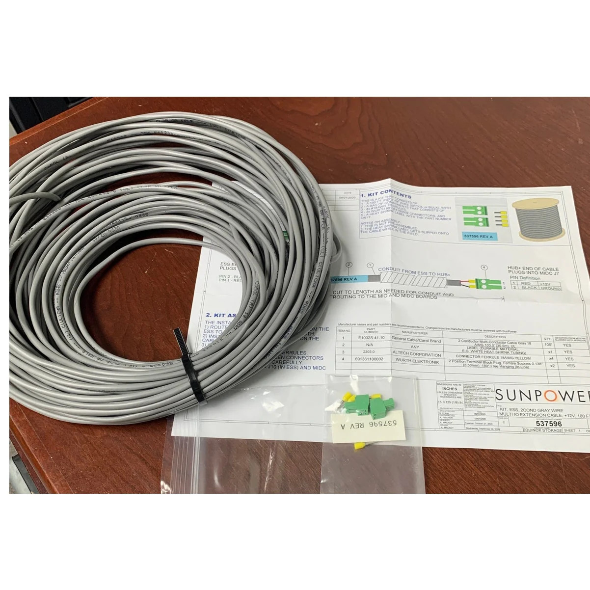 New Sunpower ESS 2 Conductor Multi IO 100′ Extension 18 AWG Cable Kit 537596