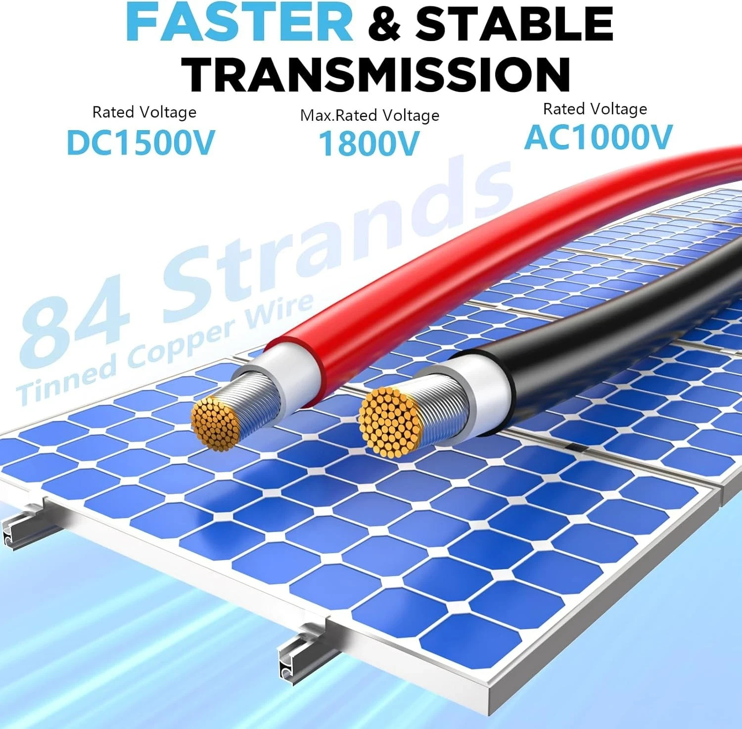 2x100FT Solar Panel Wire, Solar Cable, Solar Wire 10AWG, Solar Extension Cable,