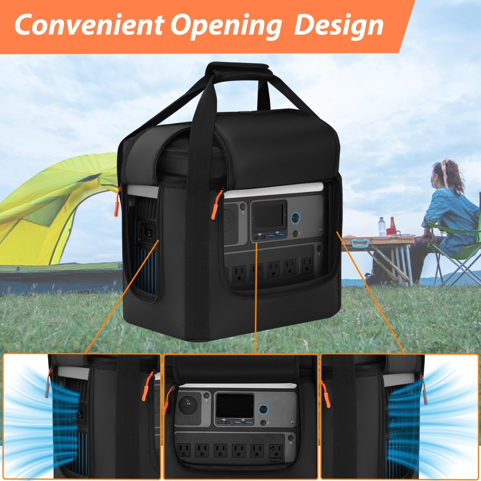 Portable Power Station Carrying Case, Shoulder Strap, Generator Cover for Outdoo