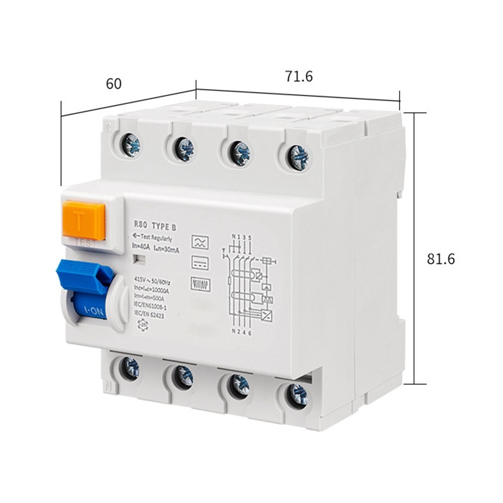 100A Type B DC Leakage Breaker R80 4P 30mA for New Energy Charging Applications