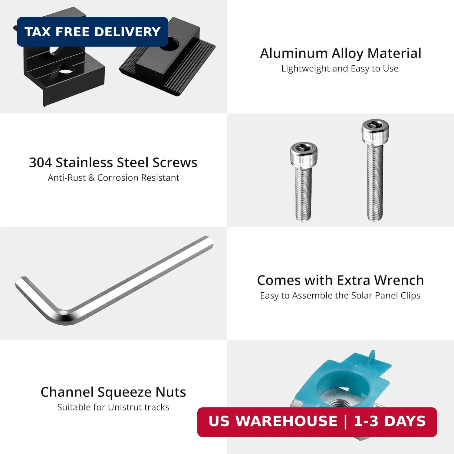 Anbte 10 PCS Solar Panel Mounting Brackets for Unistrut, Aluminium 30mm/35mm 6 x