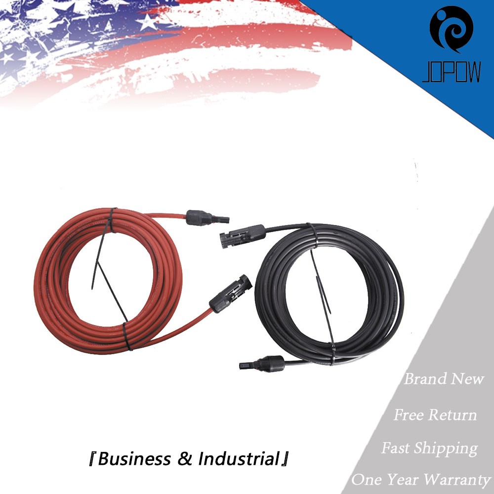 New 1 Pair 4mm²/12AWG 20ft Solar Panel Extension Cable Wire Connector Black+Red