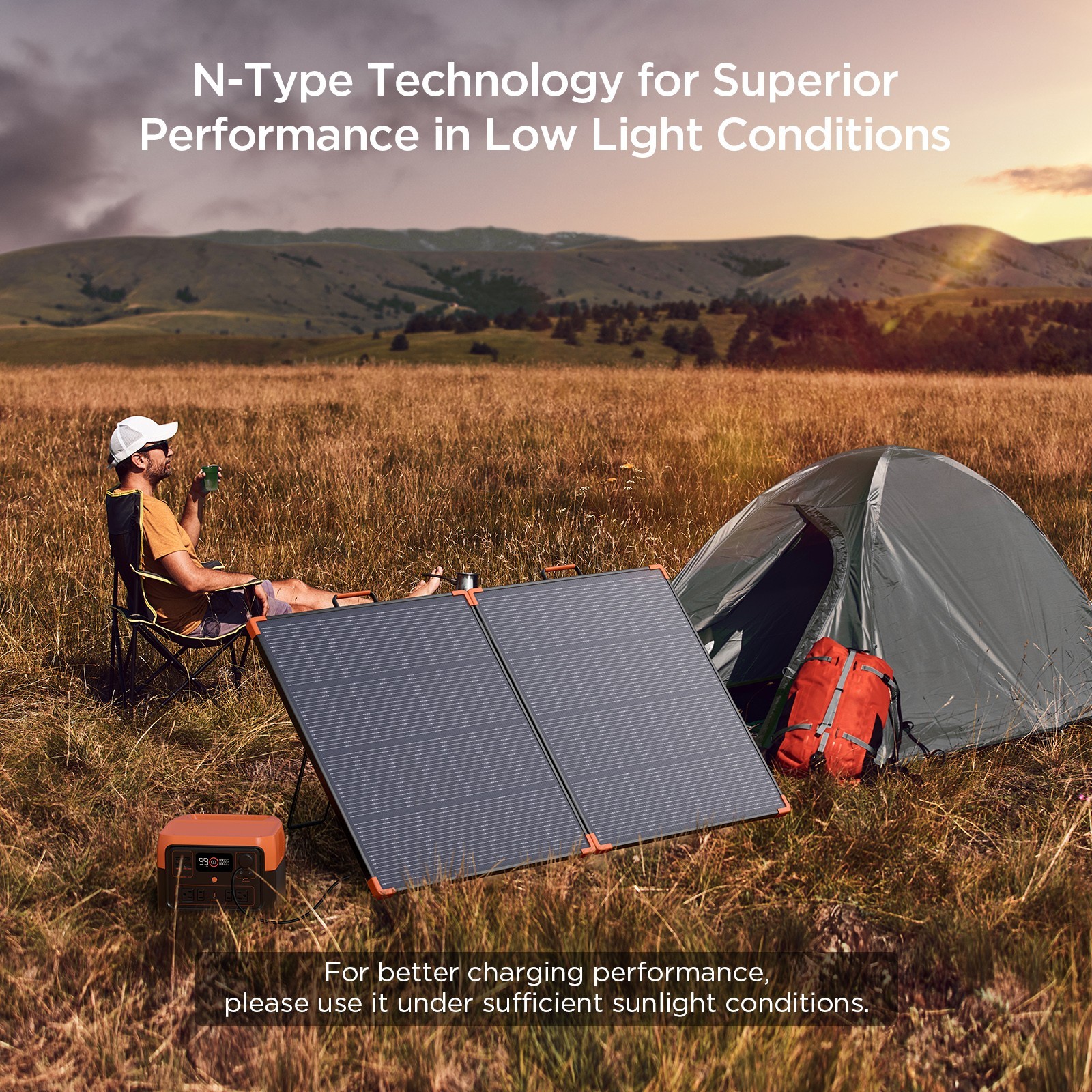 ZOUPW 180W Portable N-Type 16BB Solar Panel 25% Efficiency for Power Station RV