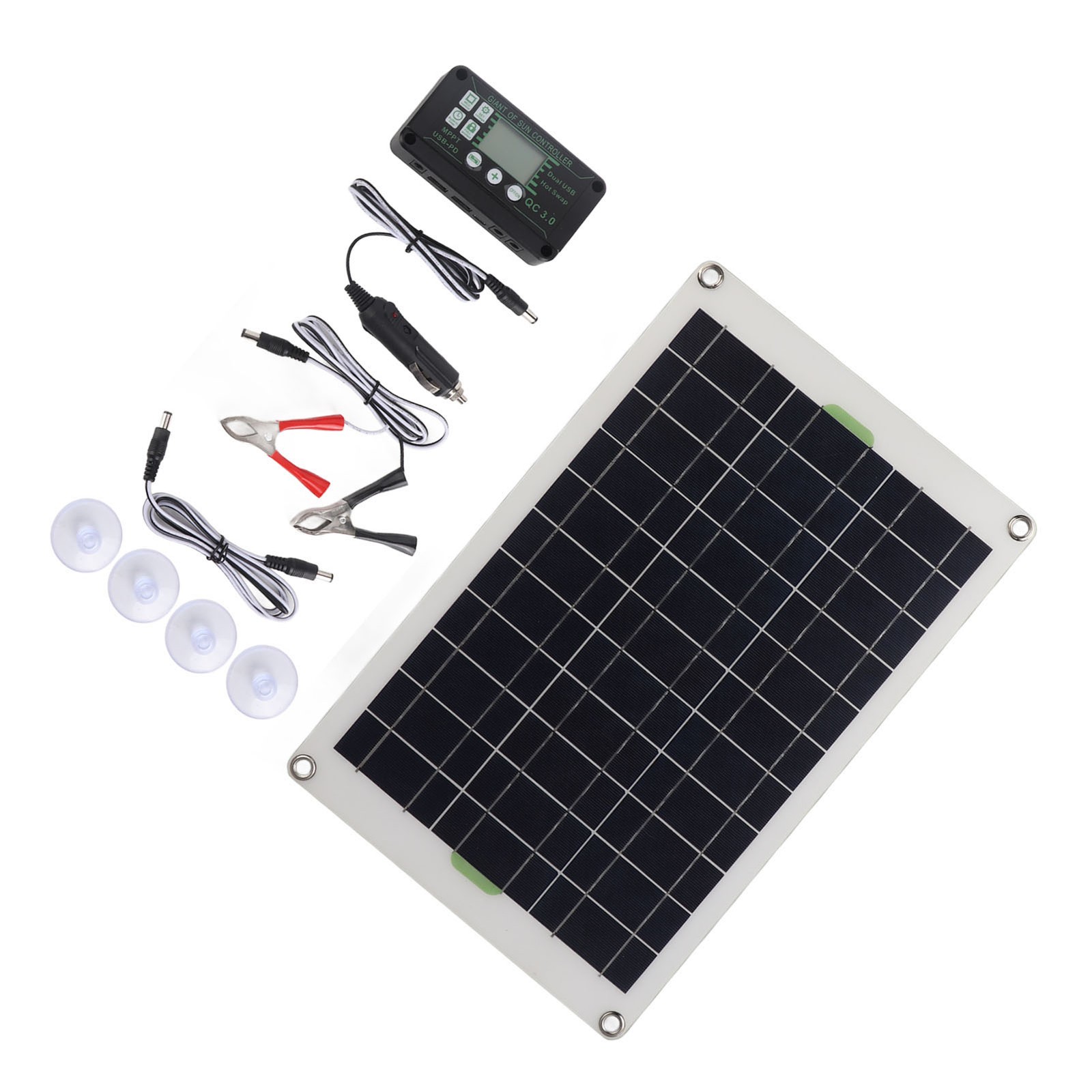 50W Solar Panel Charger Monocrystalline Silicon 30A Charge Controller For RV H6T